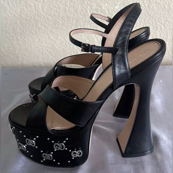 Gucci Interlocking G Logo Platform Ankle Strap Sandals Heels Shoes $1290 - Picture 4 of 16